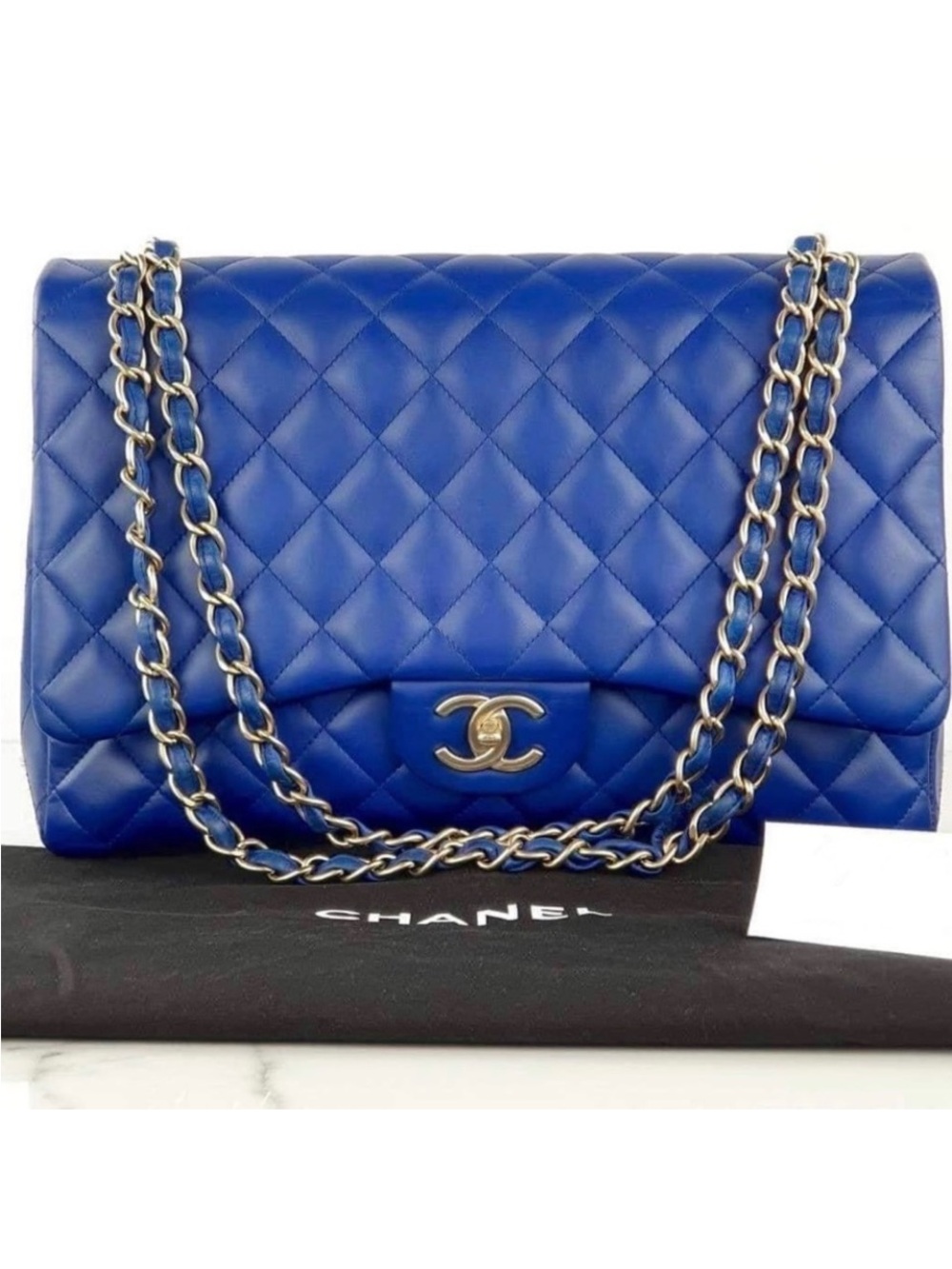Chanel Jumbo Classic Double Flap Bag Quilted Caviar 18 series hologram in tact
